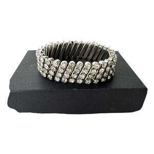 Vintage 1950's Rhinestone Stretch Expandable Bracelet Prong Set